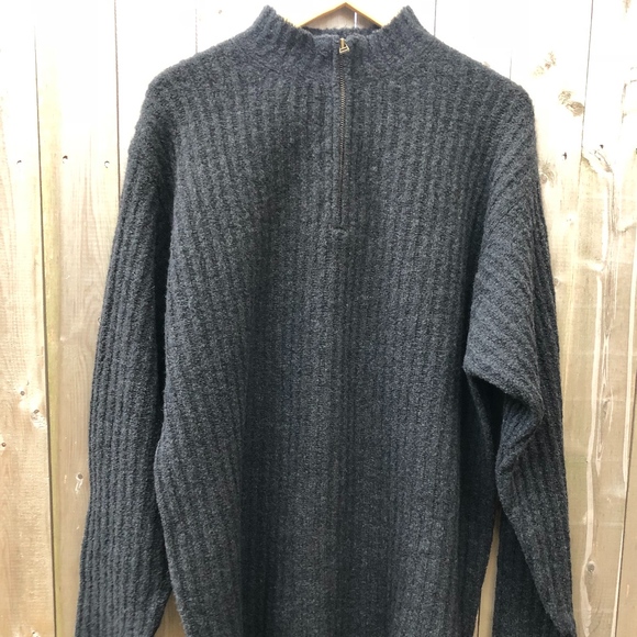 Banana Republic Men’s Wool Knit Half-Zip Sweater NWT Charcoal Black Large - Picture 4 of 7